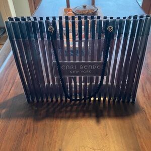 Henri Bendel Black and Clear Striped Tote